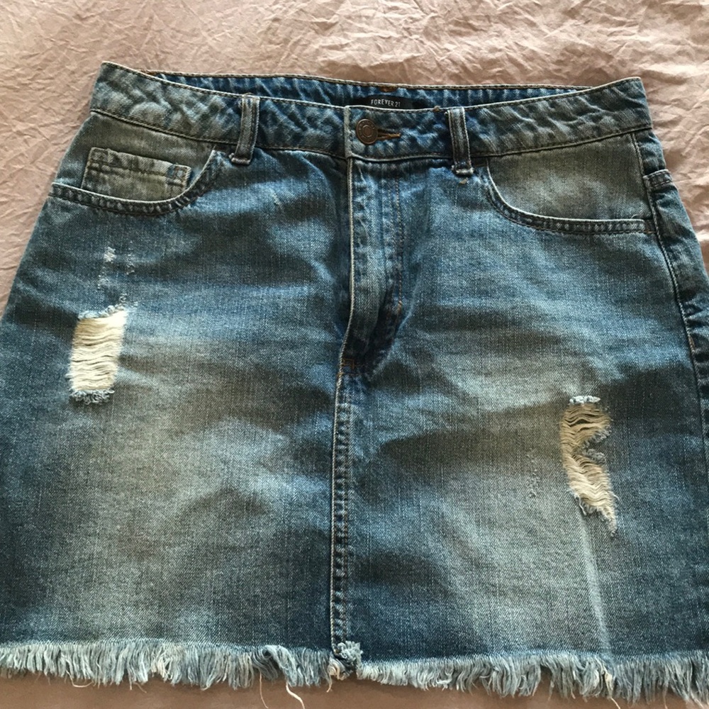 F21 high waisted denim skirt